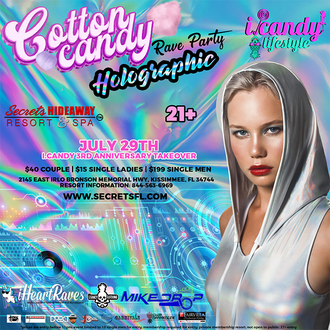 Cotton Candy Holographic Rave Party  - iCandy Takeover