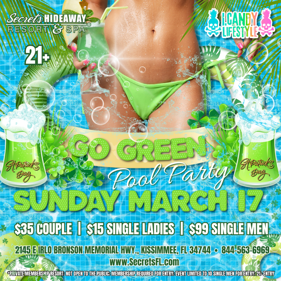 Go Green Pool Party 10am-5pm - i.Candy Lifestyle