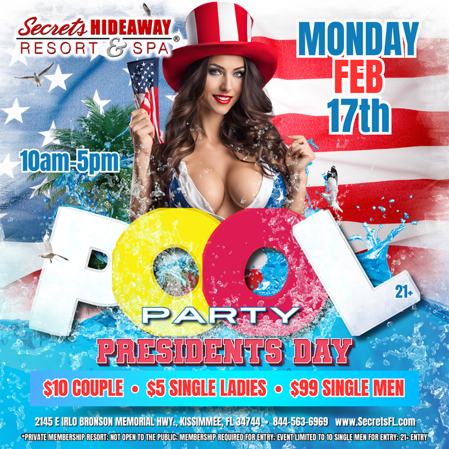 President's Day Pool Party 10am - 5pm