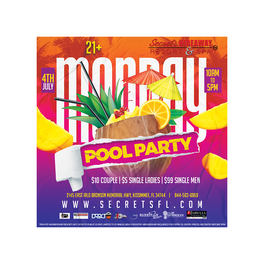 Monday Pool Party - 10 am - 5pm