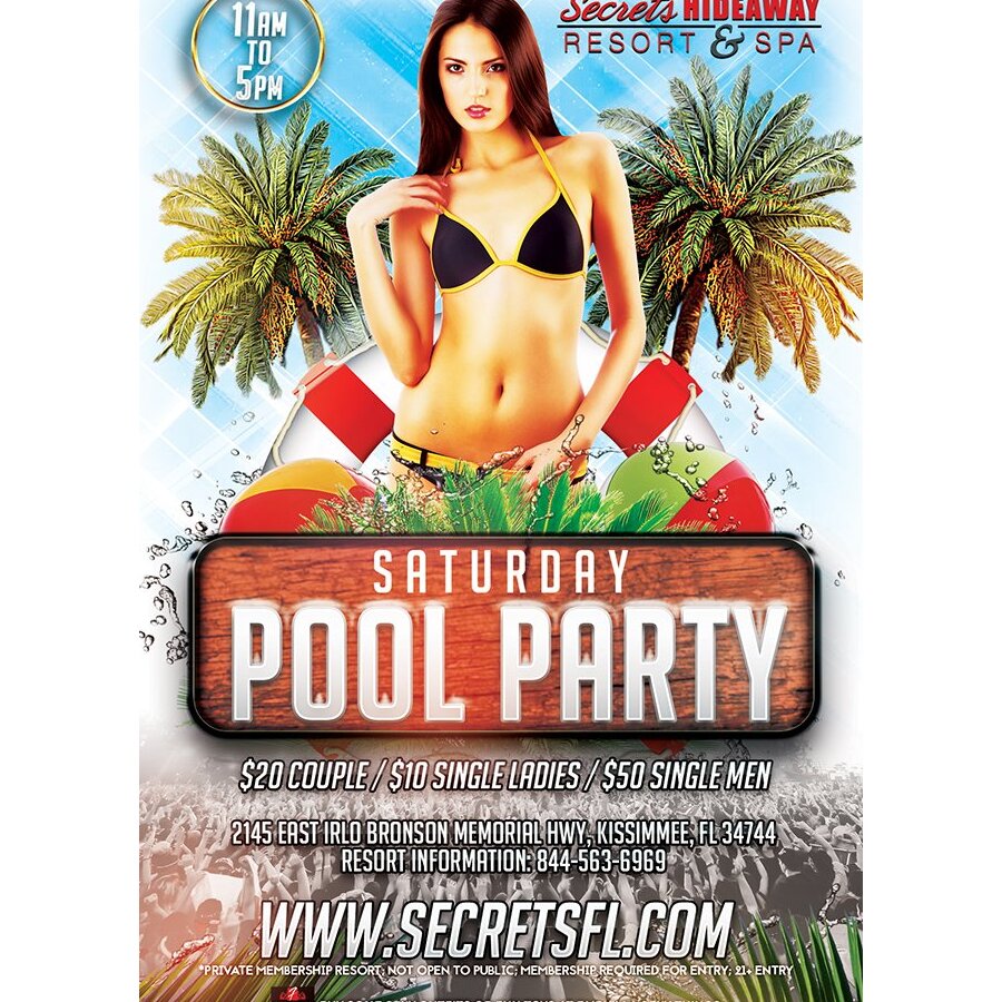 Saturday Pool Party 11am-5pm Swingers Break 2018